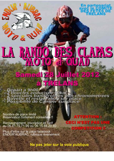 rando des clapas le 28 juillet a trelans 48