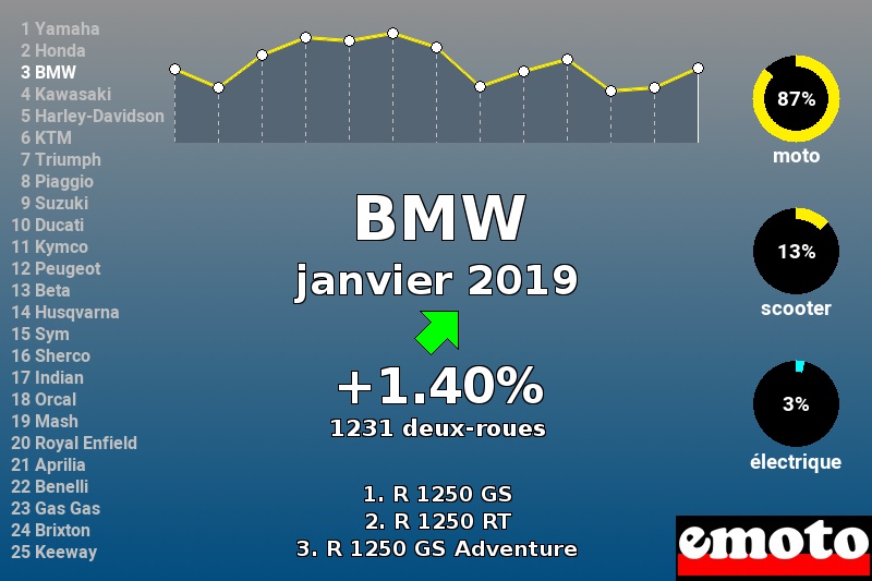 Immatriculations BMW en France en janvier 2019