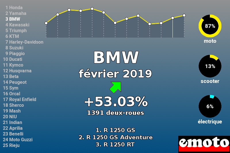 Immatriculations BMW en France en février 2019