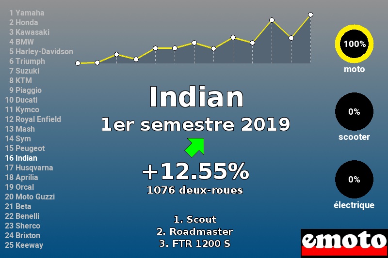 Immatriculations Indian en France au 1er semestre 2019