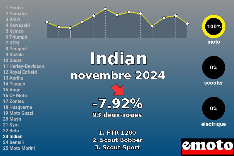 Immatriculations Indian en France en novembre 2024