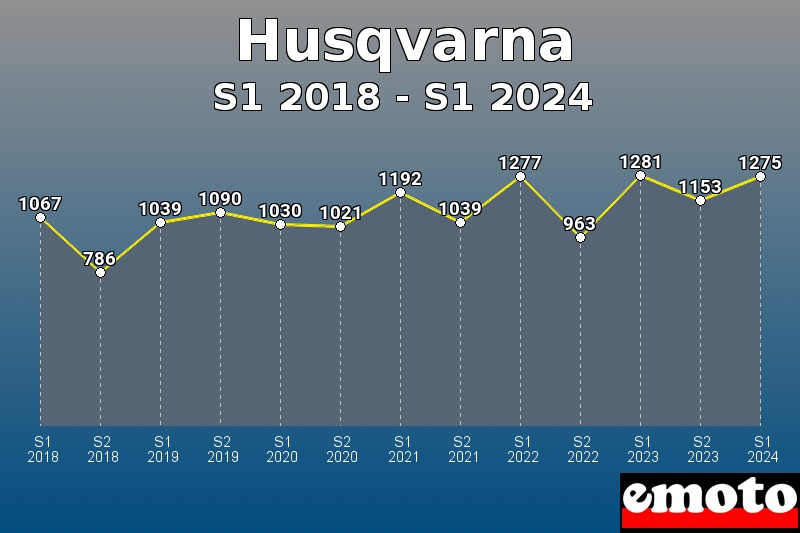 Husqvarna les plus immatriculés de S1 2018 à S1 2024