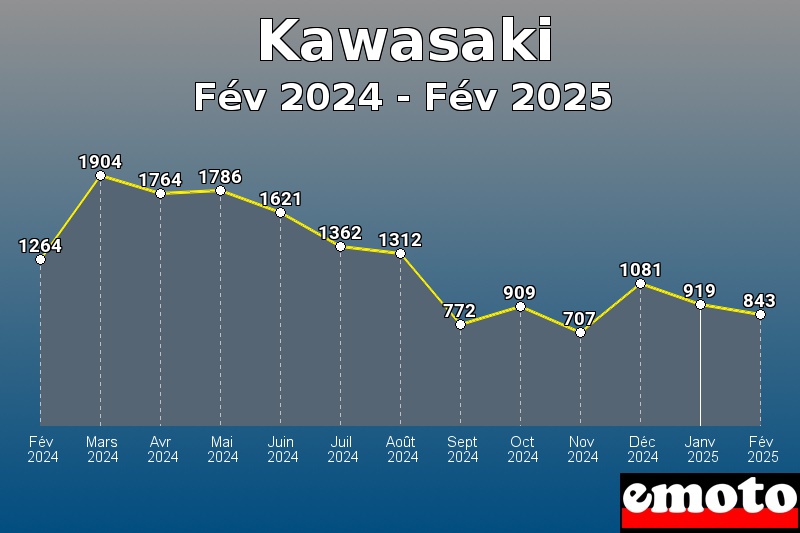 Kawasaki les plus immatriculés de Fév 2024 à Fév 2025